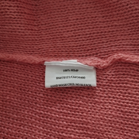 Eileen Fisher Womens Size L Coral 100% Hemp Knit V Neck Sweater - Picture 5 of 7
